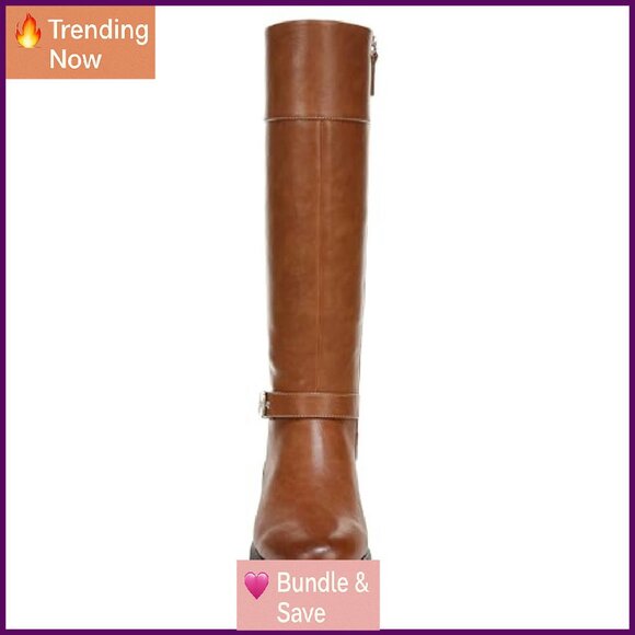 Women's Knee High Riding Boots Wide Calf Faux Leather 3/4 Heel - Picture 3 of 8